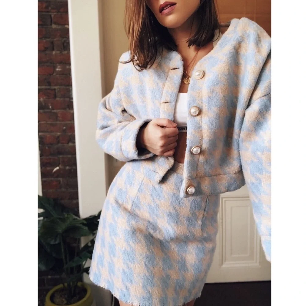 Houndstooth Two-Piece Skirt Set - Picture 3 of 7